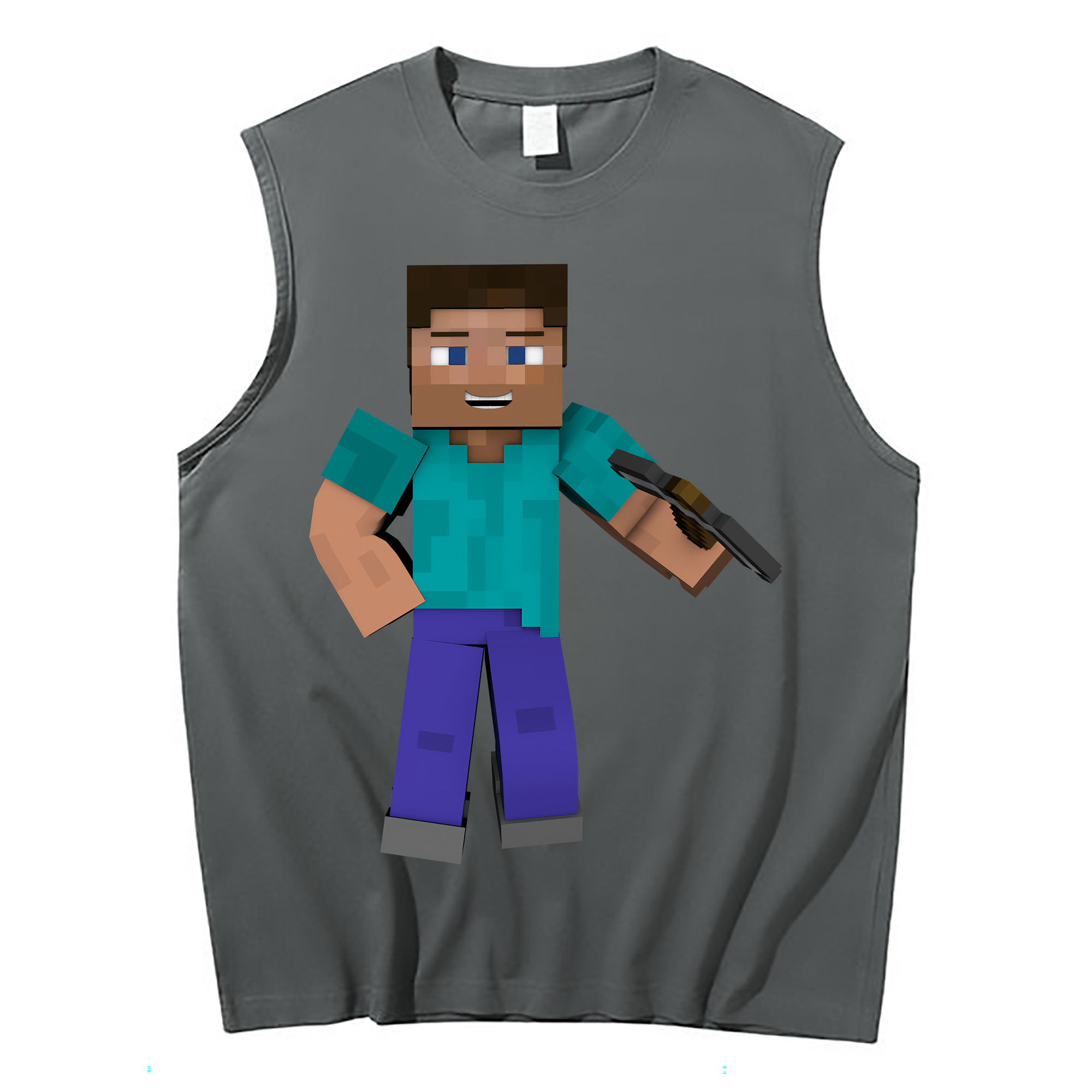 （画像用） マインクラフト ブロックの世界 Minecraft MC Block world コットン100％タンクトップ（フロントプリント）